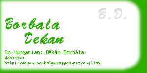 borbala dekan business card