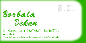 borbala dekan business card